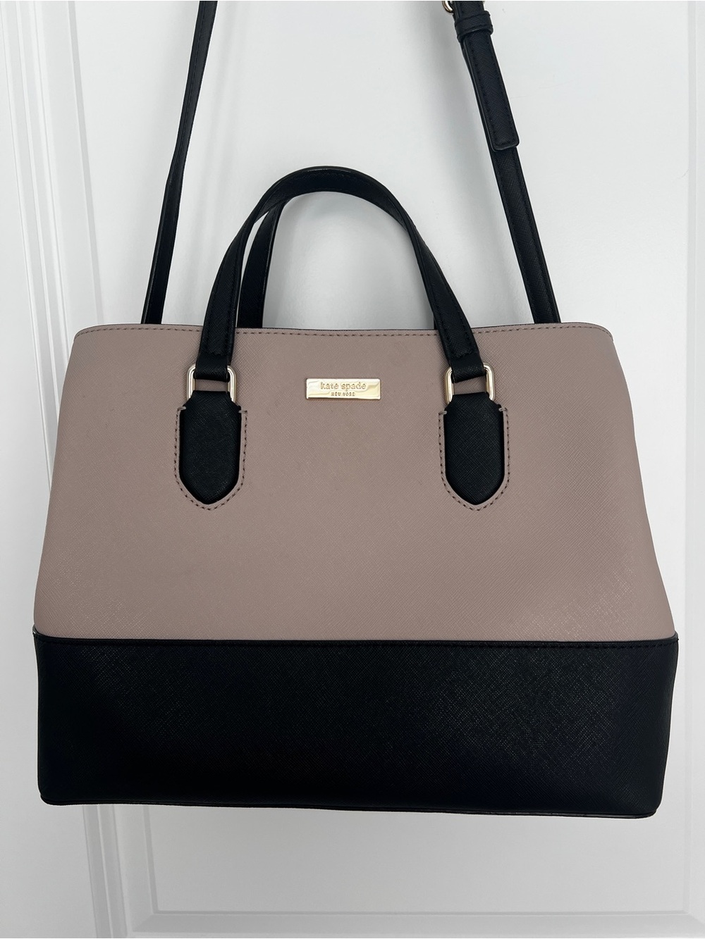 kate spade Two-Tone Taupe and Black Satchel Bag